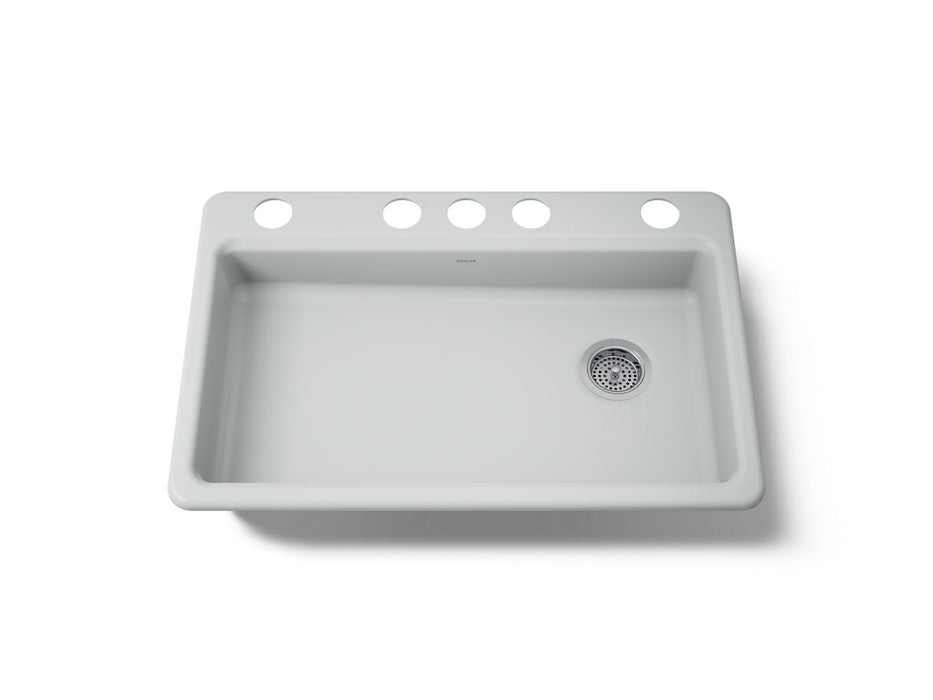 KOHLER K-8689-5U Riverby 33" undermount single-bowl kitchen sink, ice grey