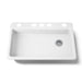 KOHLER K-8689-5U Riverby 33" undermount single-bowl kitchen sink, white