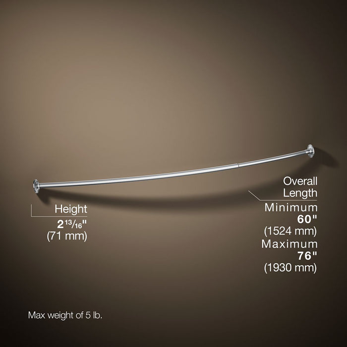 KOHLER K-9350 Expanse Curved shower rod - transitional design, polished stainless - view 4
