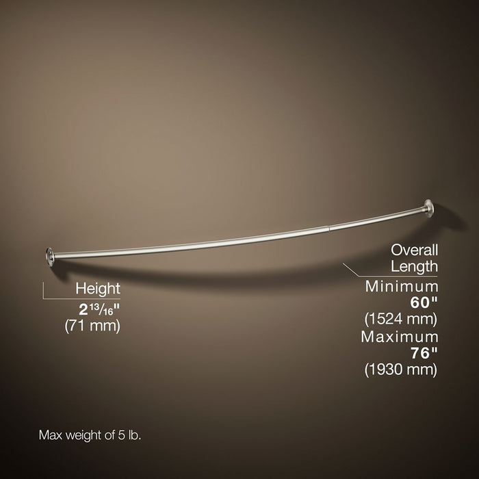 KOHLER K-9350 Expanse Curved shower rod - transitional design, vibrant brushed nickel - view 5