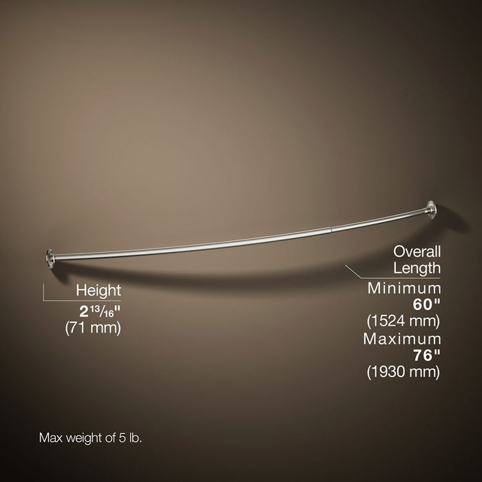 KOHLER K-9350 Expanse Curved shower rod - transitional design, vibrant polished nickel - view 4