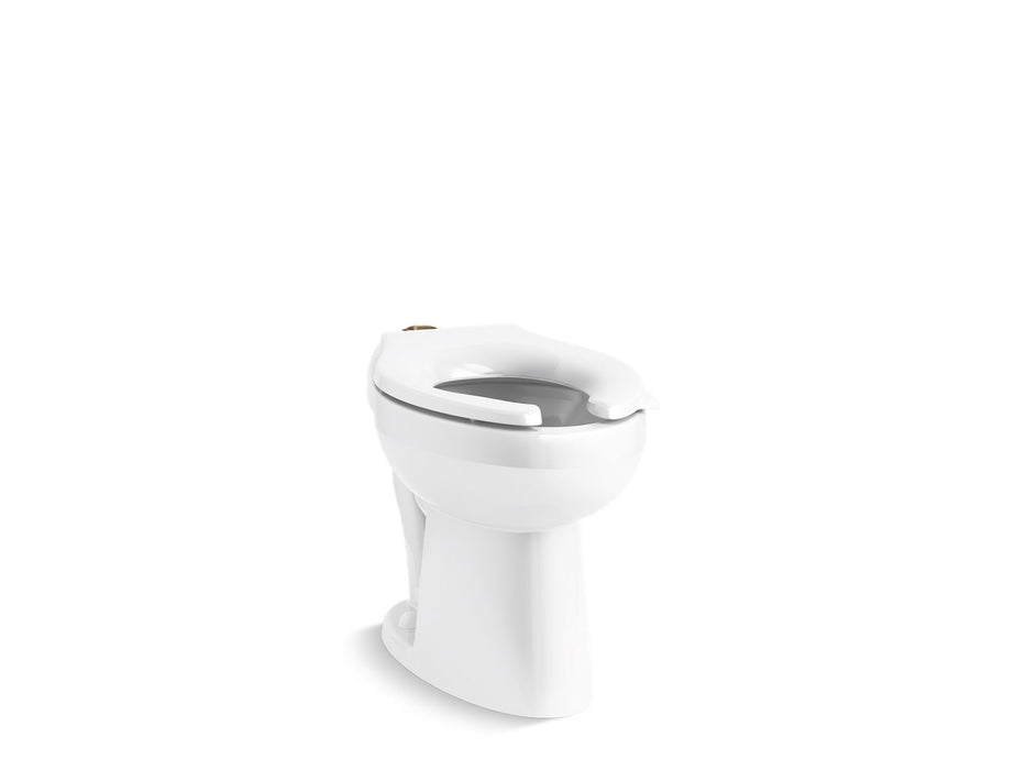 KOHLER K-96057-SSL Highcliff Ultra Floor-mount top spud antimicrobial flushometer bowl with bedpan lugs, white