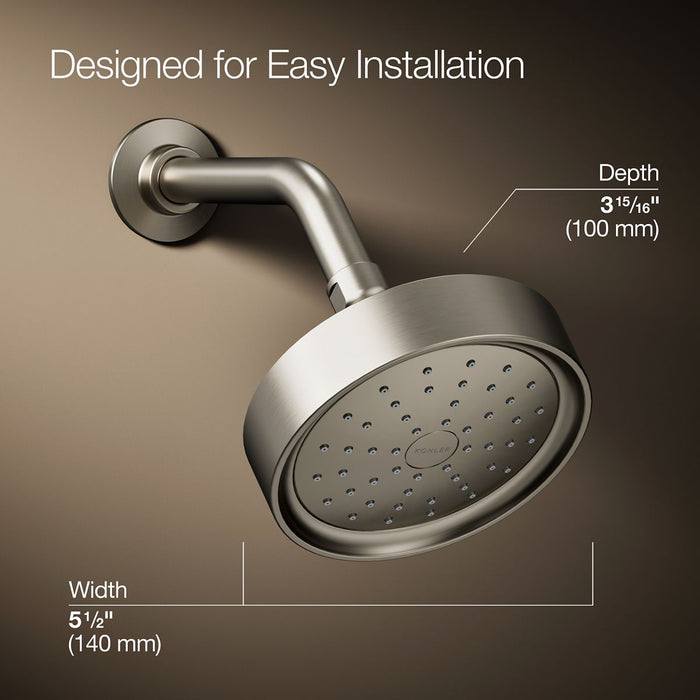 KOHLER K-965 Purist Single-function Showerhead, 2.5 GPM, vibrant brushed nickel - view 3