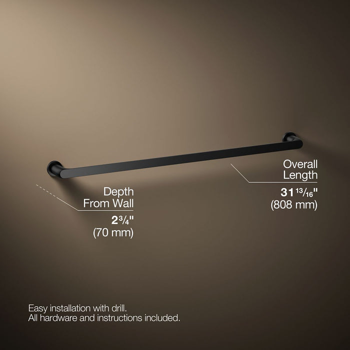 KOHLER K-97027 Avid 30" towel bar, matte black - view 5