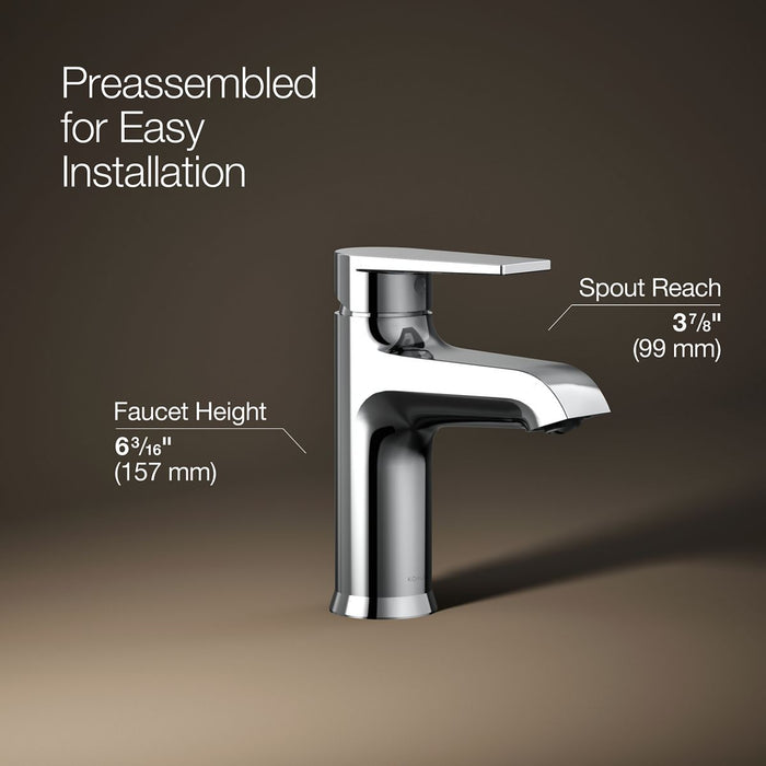 KOHLER K-97060-4 Hint Single-handle bathroom sink faucet, 1.2 gpm, polished chrome - view 3