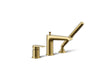 KOHLER K-97070-4 Hint Deck-mount bath faucet with handshower, vibrant brushed moderne brass