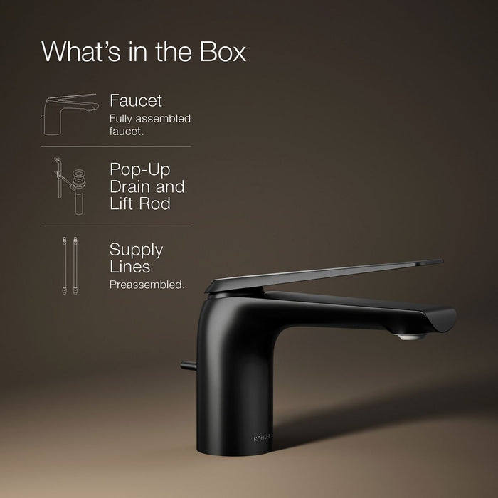 KOHLER K-97345-4 Avid Single-handle bathroom sink faucet, 1.2 gpm, matte black - view 5