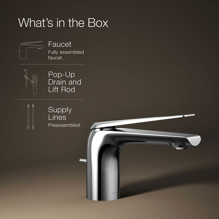 KOHLER K-97345-4 Avid Single-handle bathroom sink faucet, 1.2 gpm, polished chrome - view 5