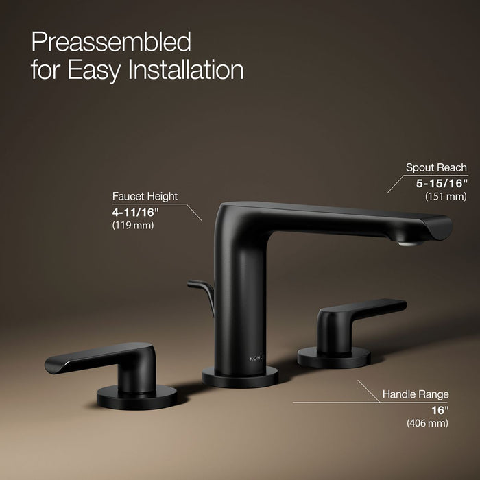 KOHLER K-97352-4 Avid Widespread bathroom sink faucet, 1.2 gpm, matte black - view 5