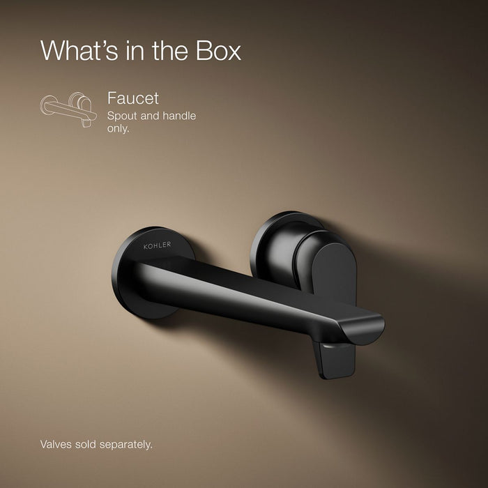 KOHLER K-97358-4 Avid Wall-mount bathroom sink faucet, 1.2 gpm, matte black - view 5