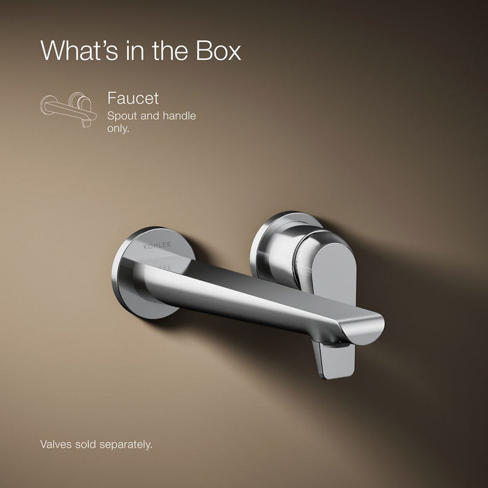 KOHLER K-97358-4 Avid Wall-mount bathroom sink faucet, 1.2 gpm, polished chrome - view 5