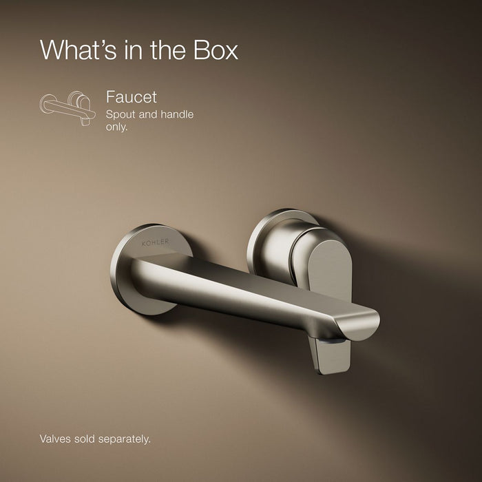 KOHLER K-97358-4 Avid Wall-mount bathroom sink faucet, 1.2 gpm, vibrant brushed nickel - view 5
