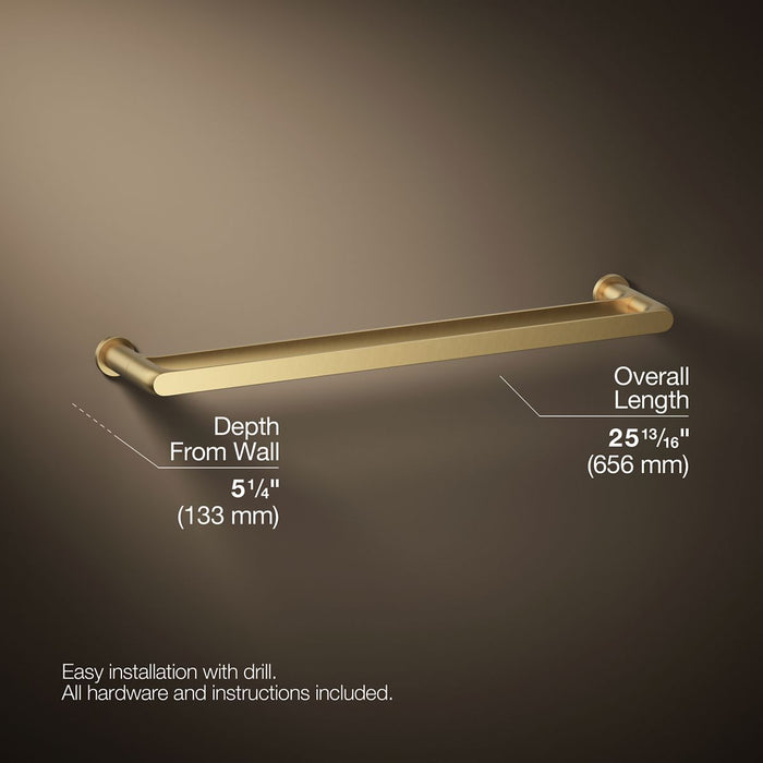 KOHLER K-97496 Avid 24" double towel bar, vibrant brushed moderne brass - view 4