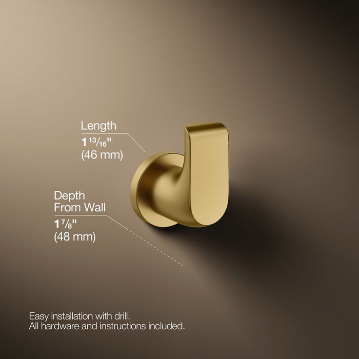 KOHLER K-97499 Avid Robe hook, vibrant brushed moderne brass - view 4