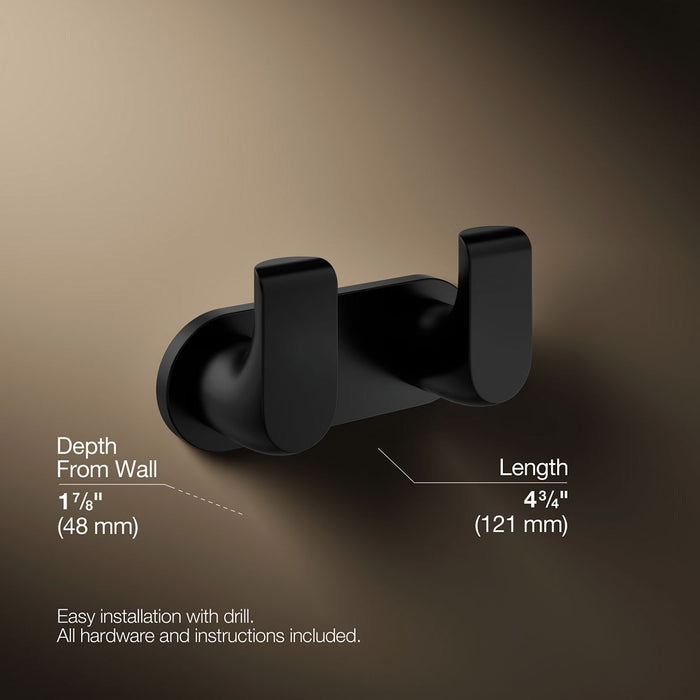 KOHLER K-97500 Avid Double robe hook, matte black - view 4