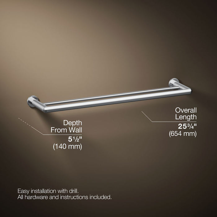 KOHLER K-97890 Kumin 24" double towel bar, polished chrome - view 5