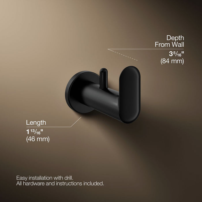 KOHLER K-97897 Kumin Robe hook, matte black - view 5