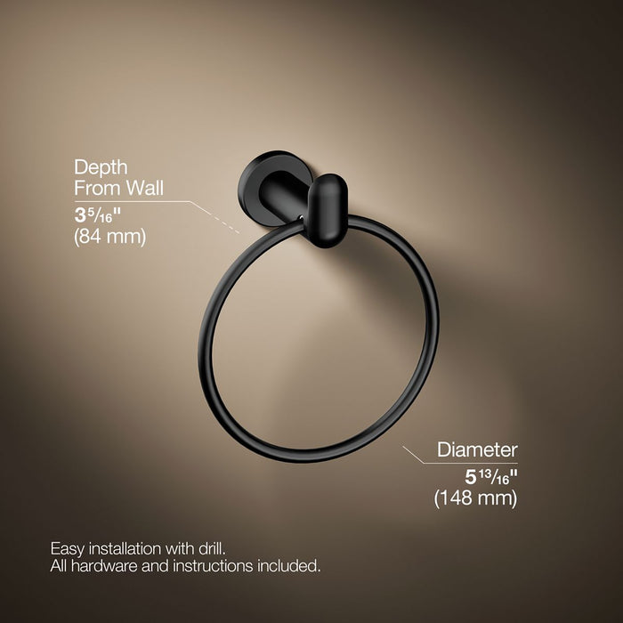 KOHLER K-97898 Kumin towel ring, matte black - view 5