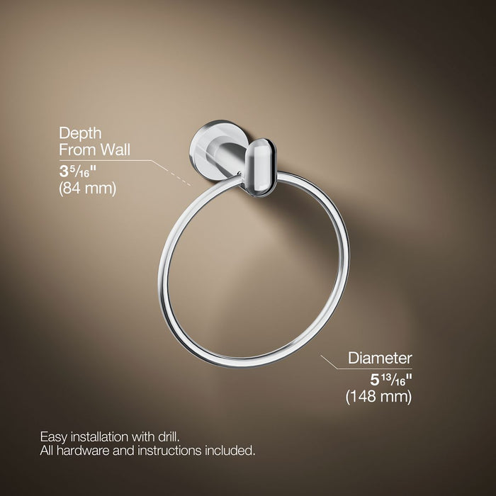 KOHLER K-97898 Kumin towel ring, polished chrome - view 5