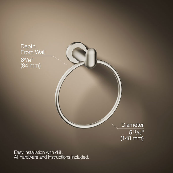 KOHLER K-97898 Kumin towel ring, vibrant brushed nickel - view 5