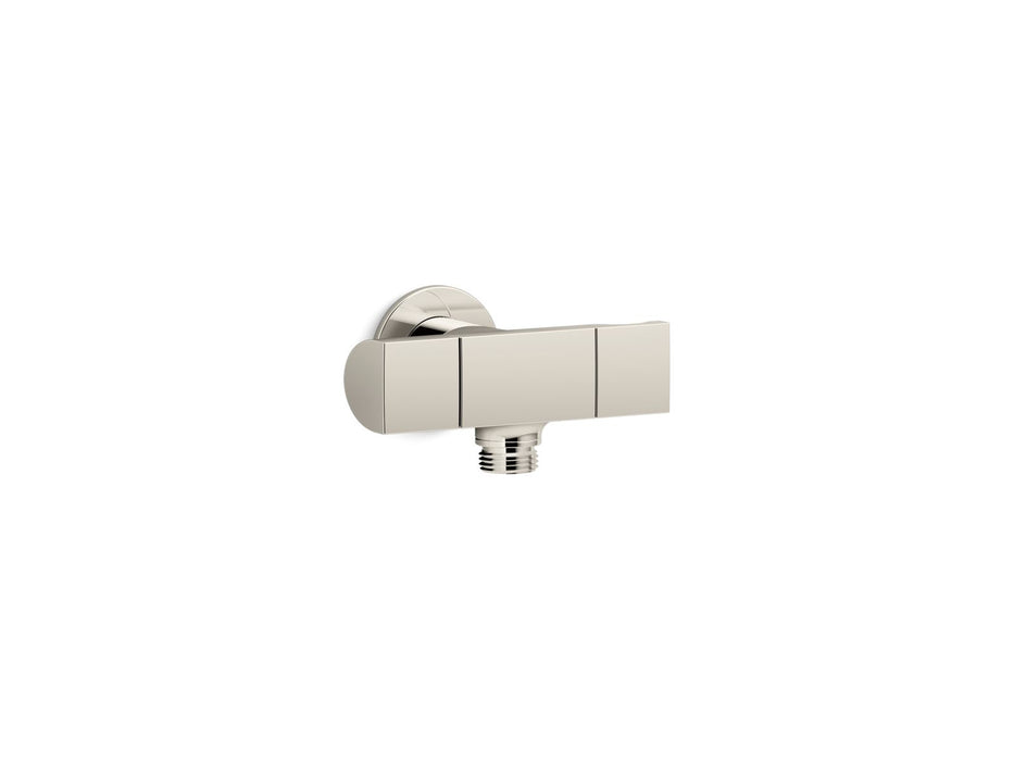 KOHLER K-98355 Exhale Wall-mount handshower holder with supply elbow and volume control, vibrant polished nickel