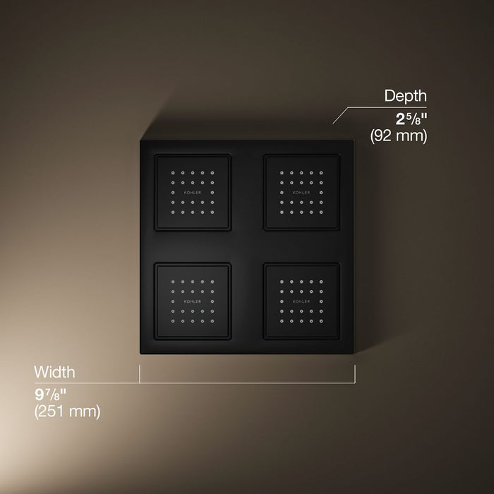 KOHLER K-98740 WaterTile Rain Overhead Shower Panel with Four 22-nozzle Sprayheads, matte black - view 4