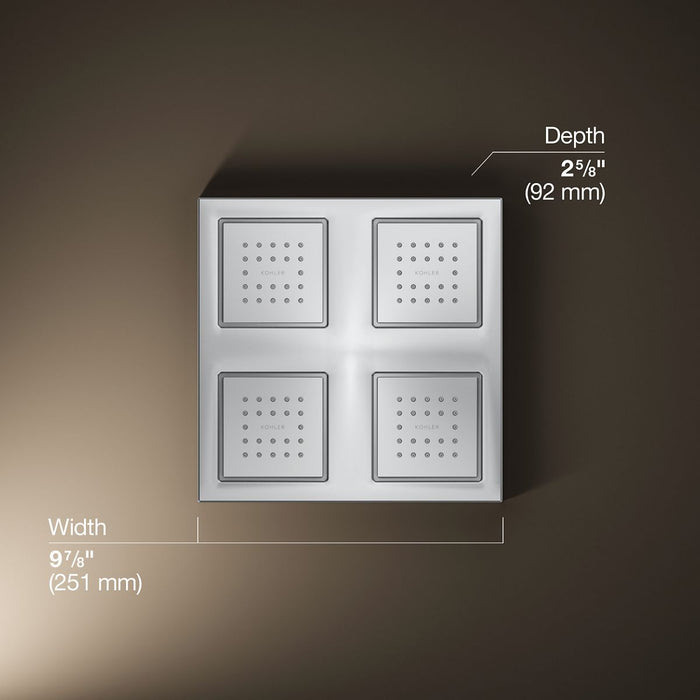 KOHLER K-98740 WaterTile Rain Overhead Shower Panel with Four 22-nozzle Sprayheads, polished chrome - view 4