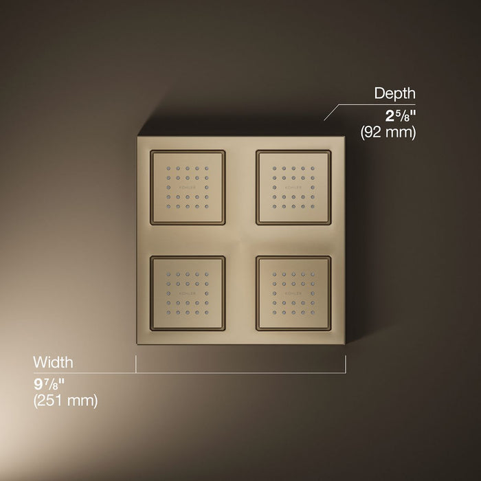 KOHLER K-98740 WaterTile Rain Overhead Shower Panel with Four 22-nozzle Sprayheads, vibrant brushed bronze - view 4