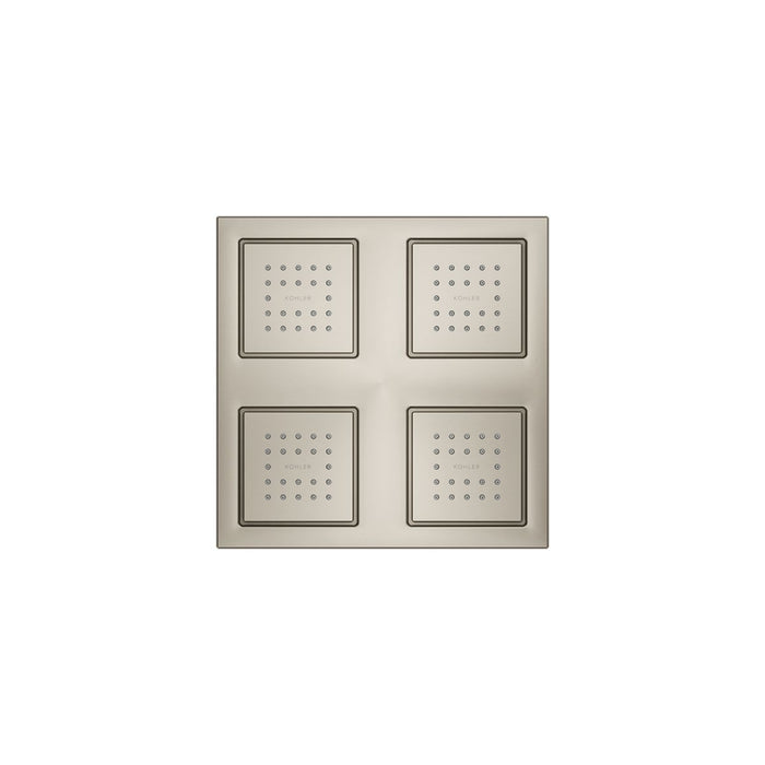 KOHLER K-98740 WaterTile Rain Overhead Shower Panel with Four 22-nozzle Sprayheads, vibrant brushed nickel - view 2