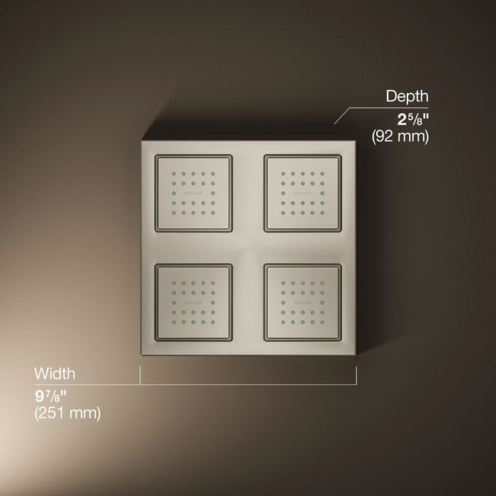 KOHLER K-98740 WaterTile Rain Overhead Shower Panel with Four 22-nozzle Sprayheads, vibrant brushed nickel - view 5