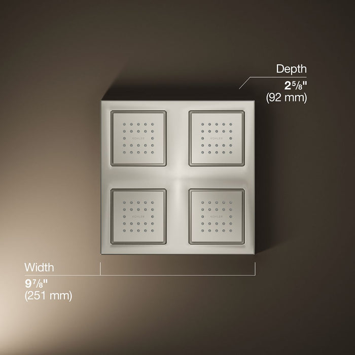 KOHLER K-98740 WaterTile Rain Overhead Shower Panel with Four 22-nozzle Sprayheads, vibrant polished nickel - view 3