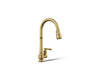 KOHLER K-99260 Artifacts Pull-down kitchen sink faucet with three-function sprayhead, vibrant brushed moderne brass
