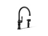KOHLER K-99262 Artifacts Single-handle kitchen sink faucet with two-function sprayhead, matte black