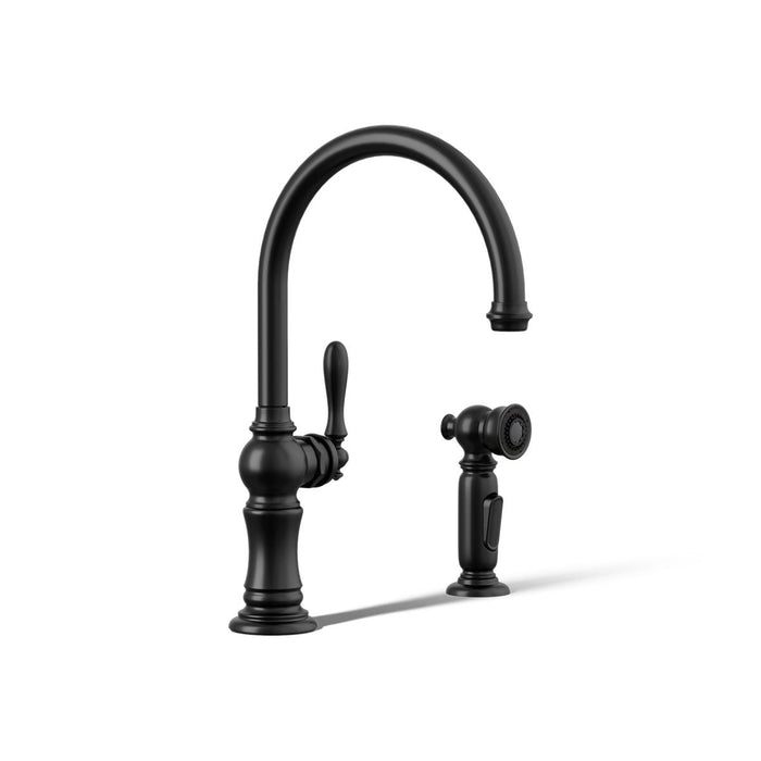 KOHLER K-99262 Artifacts Single-handle kitchen sink faucet with two-function sprayhead, matte black - view 5