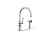 KOHLER K-99262 Artifacts Single-handle kitchen sink faucet with two-function sprayhead, polished chrome