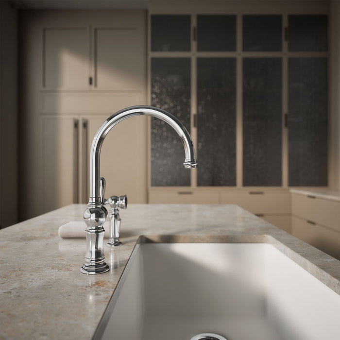 KOHLER K-99262 Artifacts Single-handle kitchen sink faucet with two-function sprayhead
