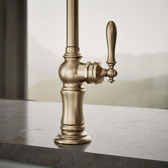 KOHLER K-99262 Artifacts Single-handle kitchen sink faucet with two-function sprayhead, vibrant brushed bronze - view 3