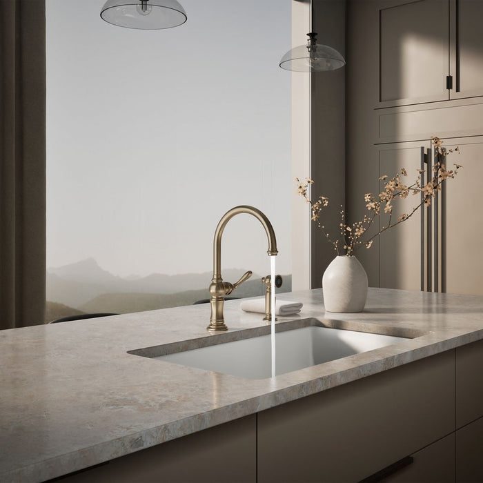 KOHLER K-99262 Artifacts Single-handle kitchen sink faucet with two-function sprayhead, vibrant brushed bronze - view 5