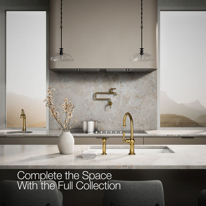 KOHLER K-99262 Artifacts Single-handle kitchen sink faucet with two-function sprayhead, vibrant brushed moderne brass -...