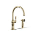 KOHLER K-99262 Artifacts Single-handle kitchen sink faucet with two-function sprayhead, vibrant french gold - view 2