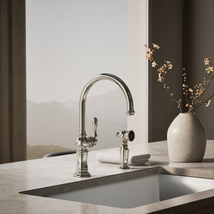 KOHLER K-99262 Artifacts Single-handle kitchen sink faucet with two-function sprayhead