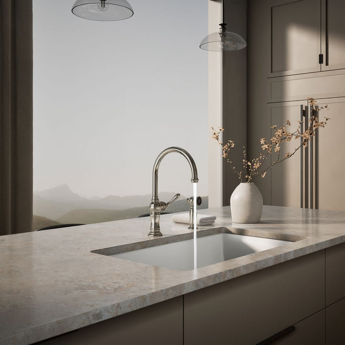 KOHLER K-99262 Artifacts Single-handle kitchen sink faucet with two-function sprayhead