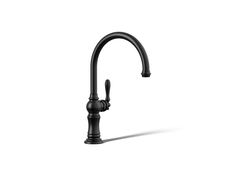 KOHLER K-99263 Artifacts Single-handle kitchen sink faucet, matte black