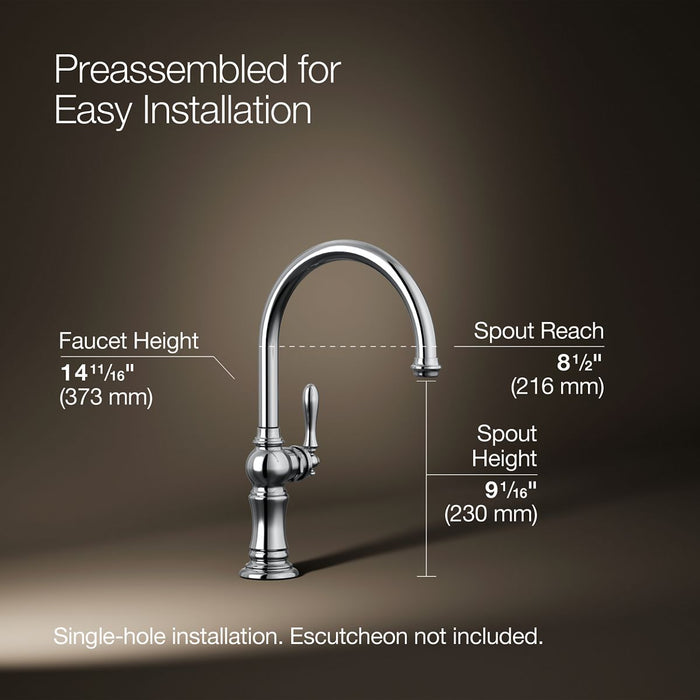 KOHLER K-99263 Artifacts Single-handle kitchen sink faucet, polished chrome - view 2