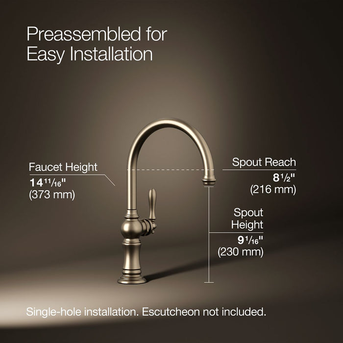 KOHLER K-99263 Artifacts Single-handle kitchen sink faucet, vibrant brushed bronze - view 5