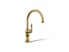KOHLER K-99263 Artifacts Single-handle kitchen sink faucet, vibrant brushed moderne brass