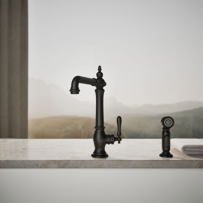 KOHLER K-99265 Artifacts Single-handle kitchen sink faucet with side sprayer, matte black - view 2