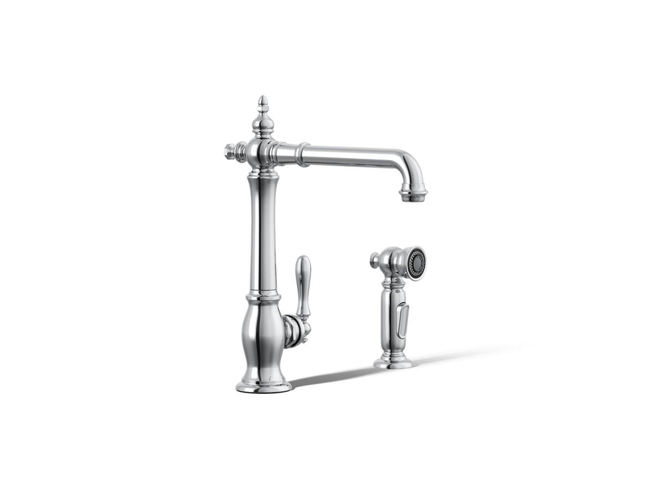 KOHLER K-99265 Artifacts Single-handle kitchen sink faucet with side sprayer