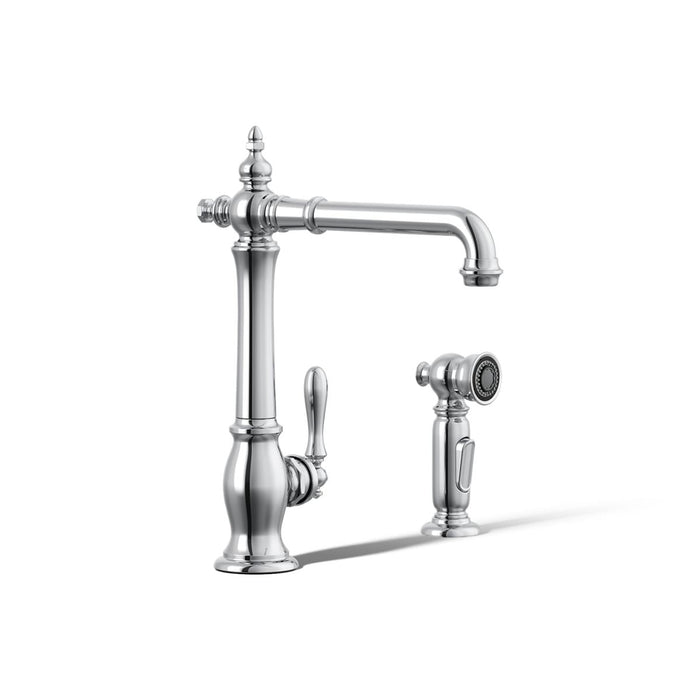 KOHLER K-99265 Artifacts Single-handle kitchen sink faucet with side sprayer