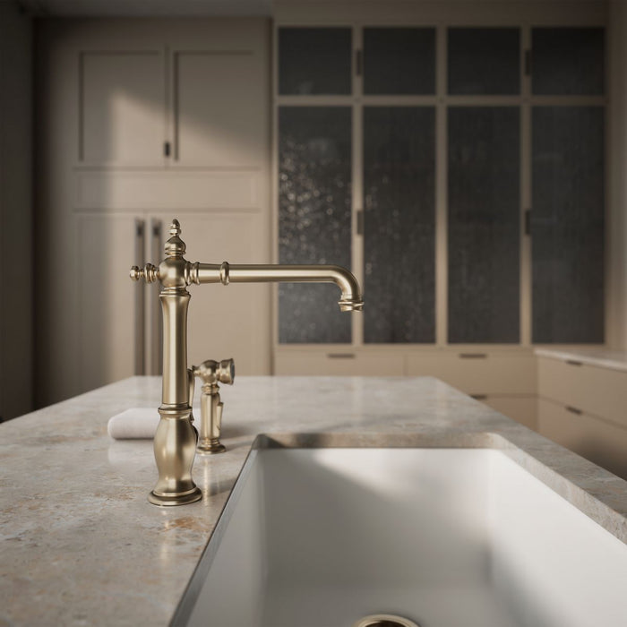 KOHLER K-99265 Artifacts Single-handle kitchen sink faucet with side sprayer, vibrant brushed bronze - view 2